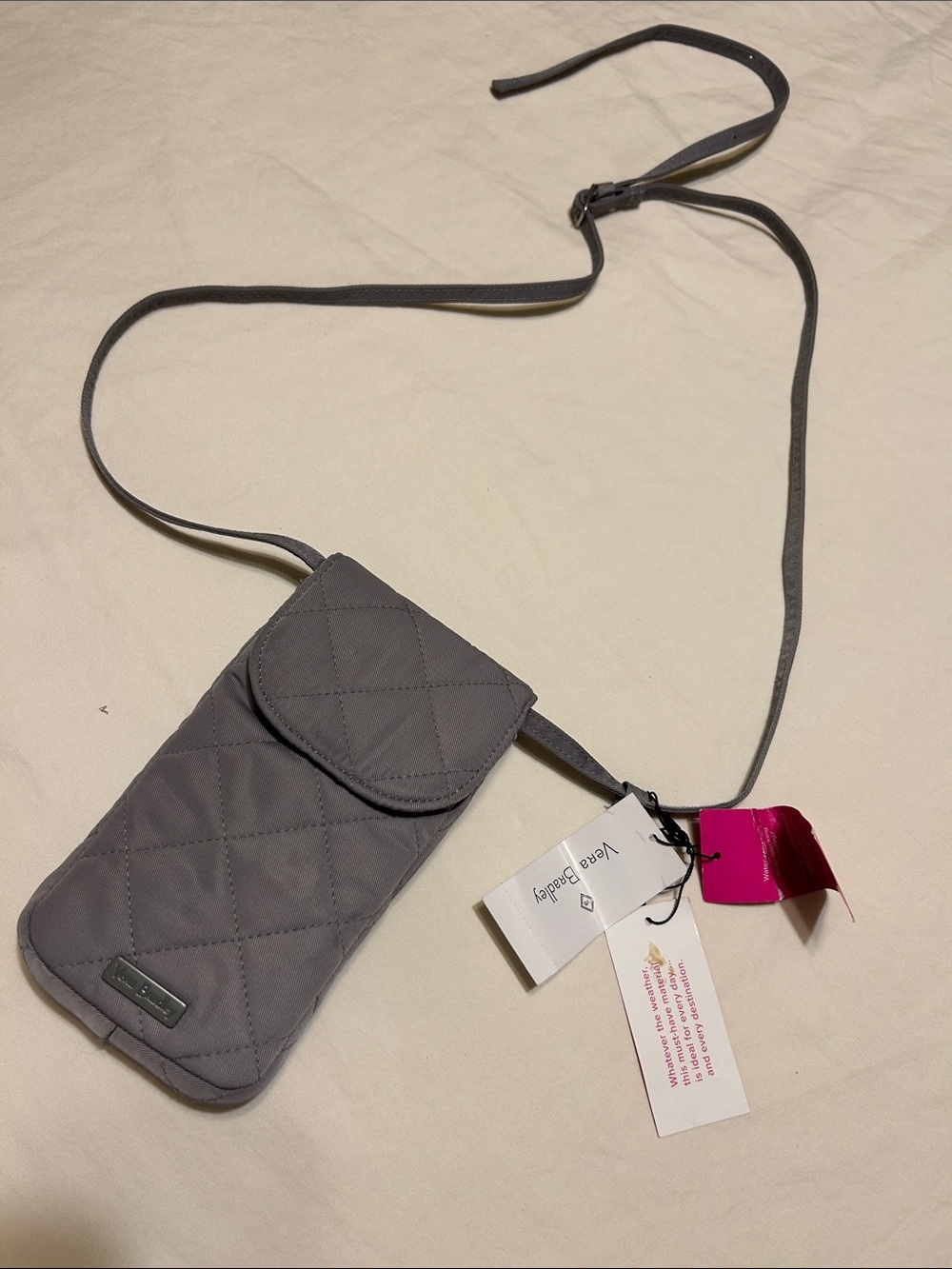 Vera Bradley Quilted Crossbody Phone Bag in Gray NWT